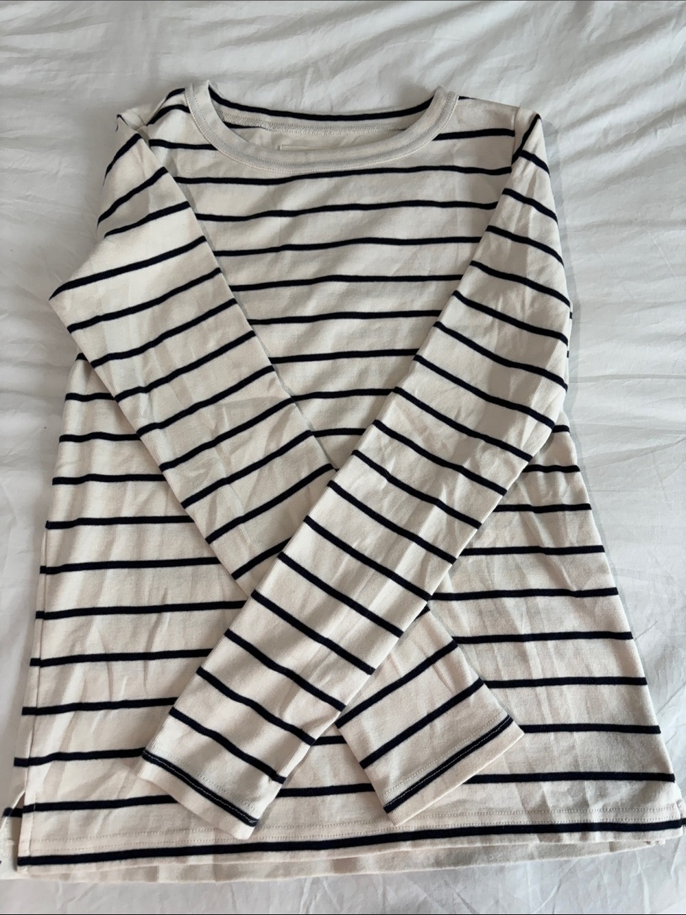 Thread & Supply Cream and Black Striped Long-Sleeve Tee